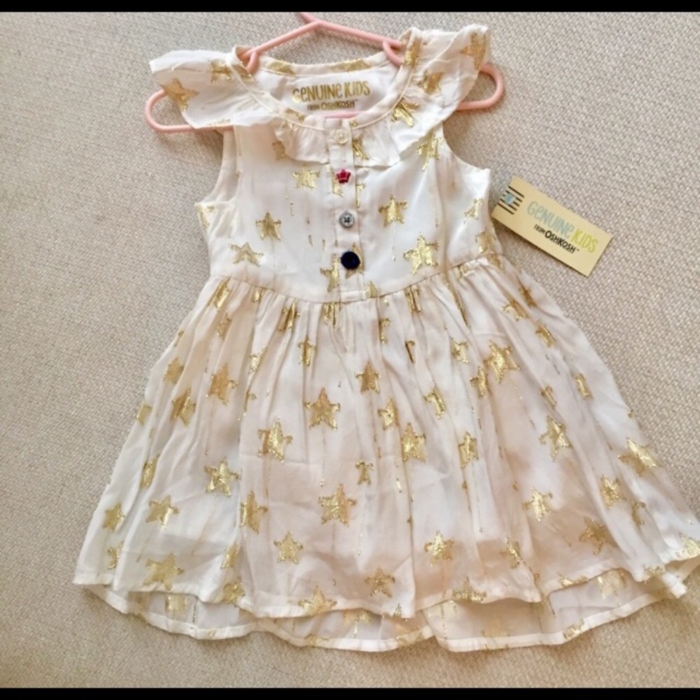 Oshkosh gold stars creme dress sz 18 mos.